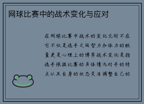 网球比赛中的战术变化与应对